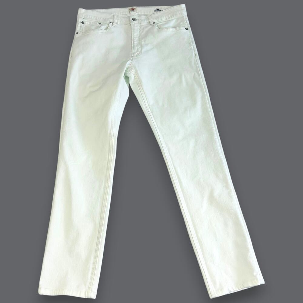 Faherty Mens 33x32 Jeans White Cotton Stretch